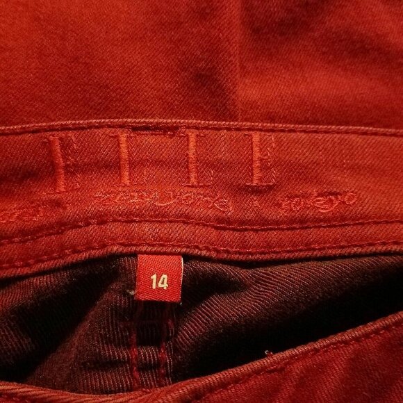 Elle Jeans Women Size 14 Burgundy Stretch Mid Rise Pockets - Picture 10 of 12